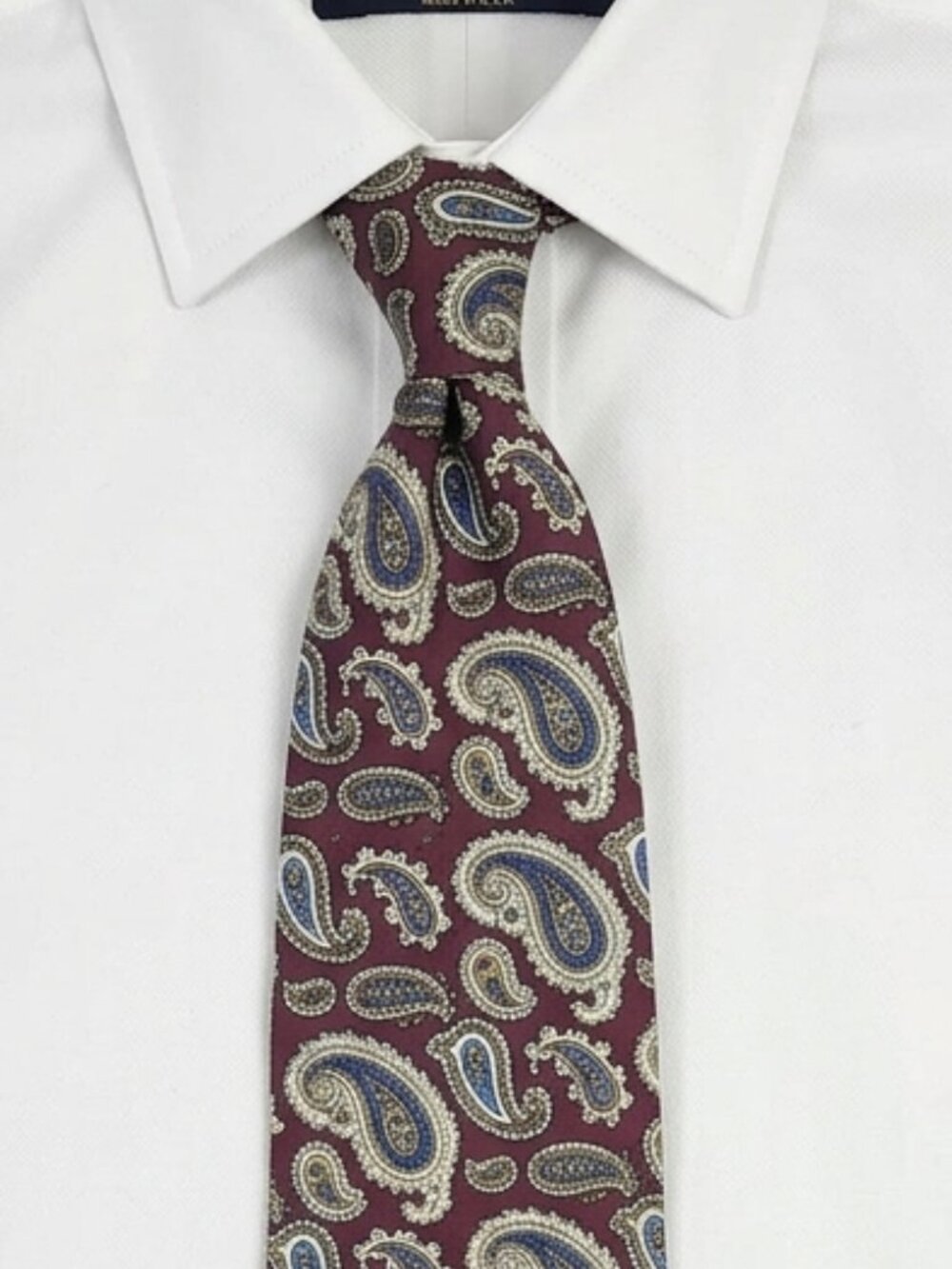 Brooks Brothers Mens Silk Necktie Burgundy Blue Paisley Pattern Classic Formal